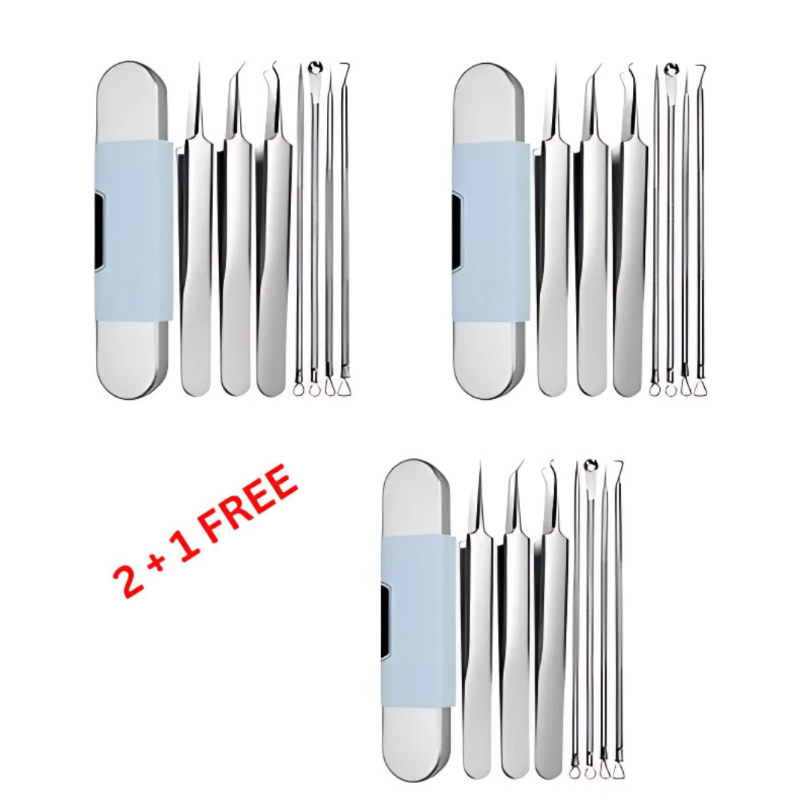 FaceTools - Roestvrij Staal Mee-eters Verwijdering Gereedschapsset 2+1 GRATIS